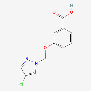 molecular formula C11H9ClN2O3 B2573044 3-[(4-chloro-1H-pyrazol-1-yl)methoxy]benzoic acid CAS No. 1006460-39-4