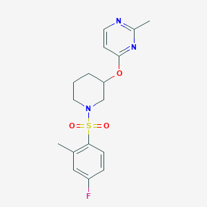 molecular formula C17H20FN3O3S B2573045 4-((1-((4-Fluoro-2-methylphenyl)sulfonyl)piperidin-3-yl)oxy)-2-methylpyrimidine CAS No. 2034525-94-3