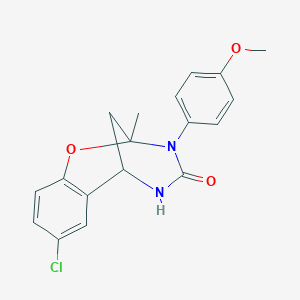 molecular formula C18H17ClN2O3 B2573052 8-chloro-3-(4-methoxyphenyl)-2-methyl-5,6-dihydro-2H-2,6-methanobenzo[g][1,3,5]oxadiazocin-4(3H)-one CAS No. 688343-02-4