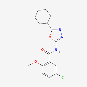 molecular formula C16H18ClN3O3 B2573055 5-氯-N-(5-环己基-1,3,4-恶二唑-2-基)-2-甲氧基苯甲酰胺 CAS No. 1171144-97-0