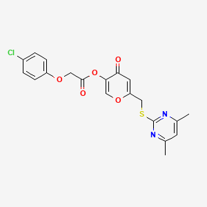 molecular formula C20H17ClN2O5S B2573056 6-(((4,6-二甲基嘧啶-2-基)硫代)甲基)-4-氧代-4H-吡喃-3-基 2-(4-氯苯氧基)乙酸酯 CAS No. 877637-01-9