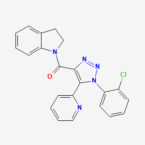 molecular formula C22H16ClN5O B2573063 1-{[1-(2-chlorophenyl)-5-pyridin-2-yl-1H-1,2,3-triazol-4-yl]carbonyl}indoline CAS No. 1396809-10-1