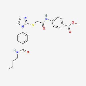 molecular formula C24H26N4O4S B2573066 4-(2-((1-(4-(丁基氨基羰基)苯基)-1H-咪唑-2-基)硫代)乙酰氨基)苯甲酸甲酯 CAS No. 1207001-13-5