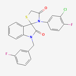 molecular formula C23H15ClF2N2O2S B2573070 3'-(3-Chloro-4-fluorophenyl)-1-[(3-fluorophenyl)methyl]-1,2-dihydrospiro[indole-3,2'-[1,3]thiazolidine]-2,4'-dione CAS No. 894538-95-5