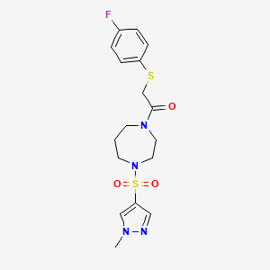 2-((4-fluorophenyl)thio)-1-(4-((1-methyl-1H-pyrazol-4-yl)sulfonyl)-1,4-diazepan-1-yl)ethanone