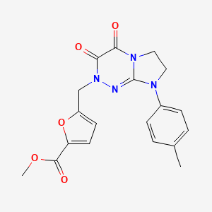 molecular formula C19H18N4O5 B2573076 5-((3,4-二氧代-8-(对甲苯基)-3,4,7,8-四氢咪唑并[2,1-c][1,2,4]三嗪-2(6H)-基)甲基)呋喃-2-甲酸甲酯 CAS No. 941937-00-4