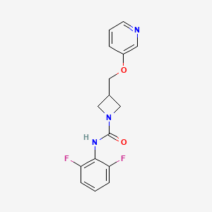 molecular formula C16H15F2N3O2 B2573079 N-(2,6-Difluorophenyl)-3-(pyridin-3-yloxymethyl)azetidine-1-carboxamide CAS No. 2380142-64-1
