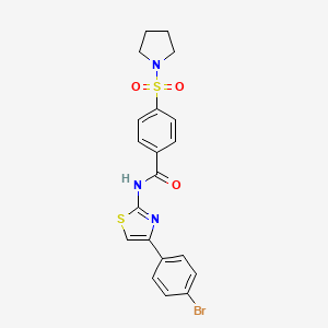molecular formula C20H18BrN3O3S2 B2573083 N-(4-(4-bromophenyl)thiazol-2-yl)-4-(pyrrolidin-1-ylsulfonyl)benzamide CAS No. 325977-74-0