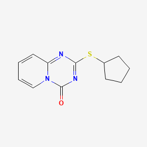 molecular formula C12H13N3OS B2573085 2-Cyclopentylsulfanylpyrido[1,2-a][1,3,5]triazin-4-one CAS No. 896324-49-5