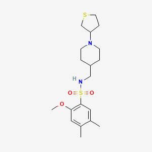 molecular formula C19H30N2O3S2 B2573088 2-methoxy-4,5-dimethyl-N-((1-(tetrahydrothiophen-3-yl)piperidin-4-yl)methyl)benzenesulfonamide CAS No. 2034583-55-4