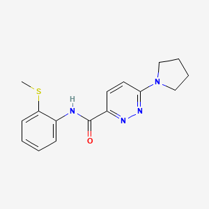 molecular formula C16H18N4OS B2573089 N-(2-(甲硫基)苯基)-6-(吡咯烷-1-基)嘧啶-3-甲酰胺 CAS No. 1396881-46-1
