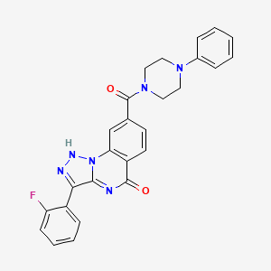 molecular formula C26H21FN6O2 B2573090 3-(2-fluorophenyl)-8-[(4-phenylpiperazin-1-yl)carbonyl][1,2,3]triazolo[1,5-a]quinazolin-5(4H)-one CAS No. 1031595-03-5
