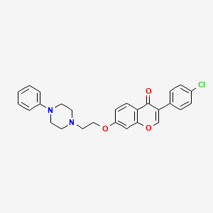 molecular formula C27H25ClN2O3 B2573101 3-(4-chlorophenyl)-7-(2-(4-phenylpiperazin-1-yl)ethoxy)-4H-chromen-4-one CAS No. 903849-40-1