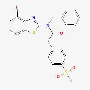 molecular formula C23H19FN2O3S2 B2573123 N-苄基-N-(4-氟苯并[d]噻唑-2-基)-2-(4-(甲磺酰基)苯基)乙酰胺 CAS No. 942009-02-1