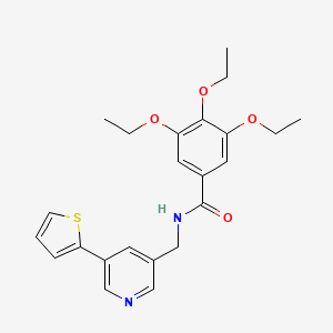 molecular formula C23H26N2O4S B2573132 3,4,5-triethoxy-N-((5-(thiophen-2-yl)pyridin-3-yl)methyl)benzamide CAS No. 2034252-36-1