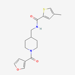 molecular formula C17H20N2O3S B2573134 N-((1-(furan-3-carbonyl)piperidin-4-yl)methyl)-4-methylthiophene-2-carboxamide CAS No. 1396716-12-3