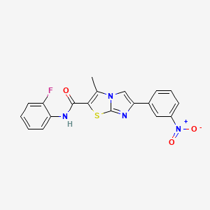 molecular formula C19H13FN4O3S B2573136 N-(2-fluorophenyl)-3-methyl-6-(3-nitrophenyl)imidazo[2,1-b][1,3]thiazole-2-carboxamide CAS No. 852135-83-2