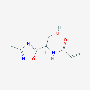 molecular formula C8H11N3O3 B2573137 N-[2-Hydroxy-1-(3-methyl-1,2,4-oxadiazol-5-yl)ethyl]prop-2-enamide CAS No. 2305543-10-4