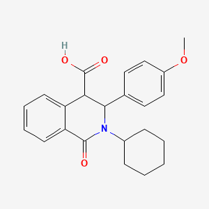 molecular formula C23H25NO4 B2573153 2-Cyclohexyl-3-(4-methoxyphenyl)-1-oxo-1,2,3,4-tetrahydro-4-isoquinolinecarboxylic acid CAS No. 385383-39-1