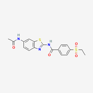 molecular formula C18H17N3O4S2 B2573170 N-(6-acetamidobenzo[d]thiazol-2-yl)-4-(ethylsulfonyl)benzamide CAS No. 886936-49-8