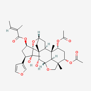[(1S,1'R,2S,3'R,4R,4'R,6S,7R,8R,9S,12S,13S,15R,16S)-13,15-Diacetyloxy-4'-(furan-3-yl)-3',8-dihydroxy-1,3',12-trimethylspiro[5,10-dioxapentacyclo[7.6.1.14,7.02,7.012,16]heptadecane-6,2'-cyclopentane]-1'-yl] (E)-2-methylbut-2-enoate