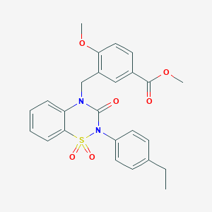 molecular formula C25H24N2O6S B2573177 methyl 3-((2-(4-ethylphenyl)-1,1-dioxido-3-oxo-2H-benzo[e][1,2,4]thiadiazin-4(3H)-yl)methyl)-4-methoxybenzoate CAS No. 899965-41-4