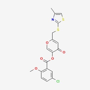 6-(((4-methylthiazol-2-yl)thio)methyl)-4-oxo-4H-pyran-3-yl 5-chloro-2-methoxybenzoate