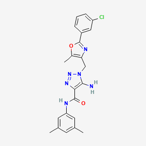 molecular formula C22H21ClN6O2 B2573182 5-amino-1-{[2-(3-chlorophenyl)-5-methyl-1,3-oxazol-4-yl]methyl}-N-(3,5-dimethylphenyl)-1H-1,2,3-triazole-4-carboxamide CAS No. 1251550-87-4