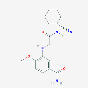 molecular formula C18H24N4O3 B2573183 3-({[(1-Cyanocyclohexyl)(methyl)carbamoyl]methyl}amino)-4-methoxybenzamide CAS No. 1356698-61-7