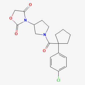 molecular formula C19H21ClN2O4 B2573184 3-(1-(1-(4-氯苯基)环戊烷羰基)吡咯烷-3-基)恶唑烷-2,4-二酮 CAS No. 2034360-58-0