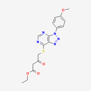 molecular formula C17H17N5O4S B2573191 乙基4-[3-(4-甲氧基苯基)三唑并[4,5-d]嘧啶-7-基]硫代-3-氧代丁酸酯 CAS No. 863500-99-6