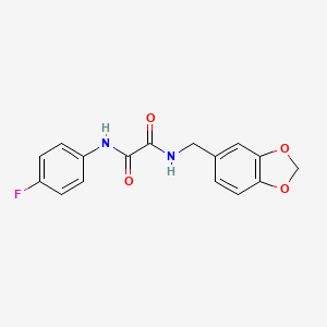 molecular formula C16H13FN2O4 B2573193 N-(1,3-benzodioxol-5-ylmethyl)-N'-(4-fluorophenyl)oxamide CAS No. 423729-83-3