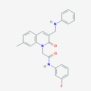 molecular formula C25H22FN3O2 B2573227 2-[3-(苯胺甲基)-7-甲基-2-氧代喹啉-1(2H)-基]-N-(3-氟苯基)乙酰胺 CAS No. 899966-38-2