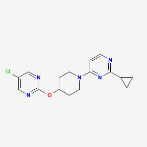 molecular formula C16H18ClN5O B2573240 4-[4-(5-Chloropyrimidin-2-yl)oxypiperidin-1-yl]-2-cyclopropylpyrimidine CAS No. 2415523-65-6
