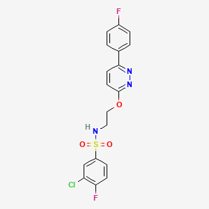 molecular formula C18H14ClF2N3O3S B2573244 3-氯-4-氟-N-(2-((6-(4-氟苯基)吡啶并哒嗪-3-基)氧基)乙基)苯磺酰胺 CAS No. 920256-82-2