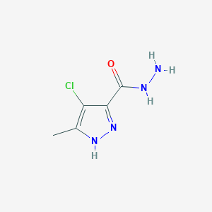 molecular formula C5H7ClN4O B2573247 4-氯-3-甲基-1H-吡唑-5-甲酰肼 CAS No. 1822521-21-0