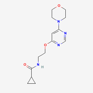 molecular formula C14H20N4O3 B2573252 N-(2-((6-morpholinopyrimidin-4-yl)oxy)ethyl)cyclopropanecarboxamide CAS No. 1211286-62-2