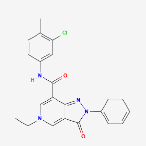 molecular formula C22H19ClN4O2 B2573253 N-(3-chloro-4-methylphenyl)-5-ethyl-3-oxo-2-phenyl-3,5-dihydro-2H-pyrazolo[4,3-c]pyridine-7-carboxamide CAS No. 923201-76-7