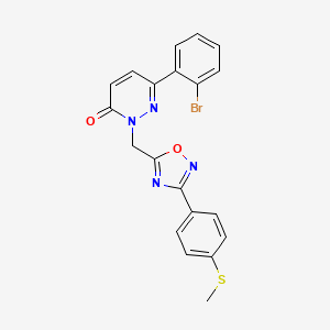 molecular formula C20H15BrN4O2S B2573254 6-(2-bromophenyl)-2-((3-(4-(methylthio)phenyl)-1,2,4-oxadiazol-5-yl)methyl)pyridazin-3(2H)-one CAS No. 1358745-86-4