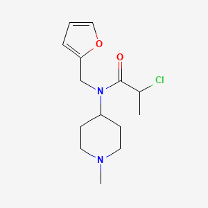 molecular formula C14H21ClN2O2 B2573255 2-Chloro-N-(furan-2-ylmethyl)-N-(1-methylpiperidin-4-yl)propanamide CAS No. 2286539-14-6