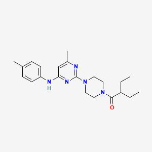molecular formula C22H31N5O B2573265 2-乙基-1-(4-(4-甲基-6-(对甲苯氨基)嘧啶-2-基)哌嗪-1-基)丁-1-酮 CAS No. 923121-72-6