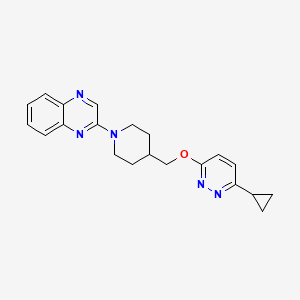 molecular formula C21H23N5O B2573268 2-(4-{[(6-Cyclopropylpyridazin-3-yl)oxy]methyl}piperidin-1-yl)quinoxaline CAS No. 2320926-42-7