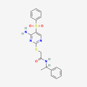 2-((4-amino-5-(phenylsulfonyl)pyrimidin-2-yl)thio)-N-(1-phenylethyl)acetamide