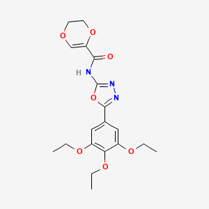 molecular formula C19H23N3O7 B2573278 N-(5-(3,4,5-triethoxyphenyl)-1,3,4-oxadiazol-2-yl)-5,6-dihydro-1,4-dioxine-2-carboxamide CAS No. 891130-79-3