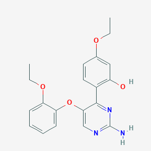 molecular formula C20H21N3O4 B2573285 2-(2-Amino-5-(2-ethoxyphenoxy)pyrimidin-4-yl)-5-ethoxyphenol CAS No. 850744-13-7