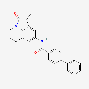 molecular formula C25H22N2O2 B2573286 N-(1-methyl-2-oxo-2,4,5,6-tetrahydro-1H-pyrrolo[3,2,1-ij]quinolin-8-yl)-[1,1'-biphenyl]-4-carboxamide CAS No. 898411-04-6