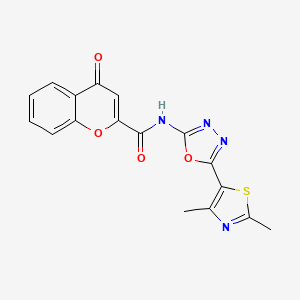 molecular formula C17H12N4O4S B2573300 N-(5-(2,4-dimethylthiazol-5-yl)-1,3,4-oxadiazol-2-yl)-4-oxo-4H-chromene-2-carboxamide CAS No. 1327310-52-0