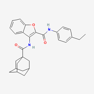 molecular formula C28H30N2O3 B2573308 3-(adamantane-1-amido)-N-(4-ethylphenyl)-1-benzofuran-2-carboxamide CAS No. 888454-90-8