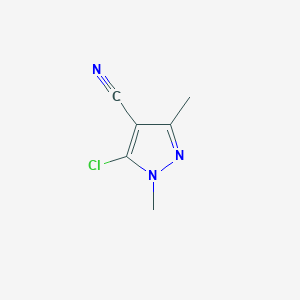 molecular formula C6H6ClN3 B2573332 5-chloro-1,3-dimethyl-1H-pyrazole-4-carbonitrile CAS No. 96286-02-1