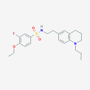 molecular formula C22H29FN2O3S B2573335 4-ethoxy-3-fluoro-N-(2-(1-propyl-1,2,3,4-tetrahydroquinolin-6-yl)ethyl)benzenesulfonamide CAS No. 955613-98-6